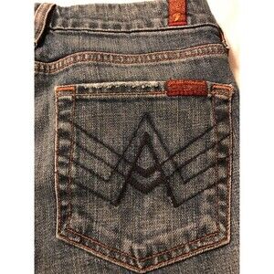 7 For All Mankind Women's Jeans A Pocket Distressed Bootcut Stretch Size 27 X 30